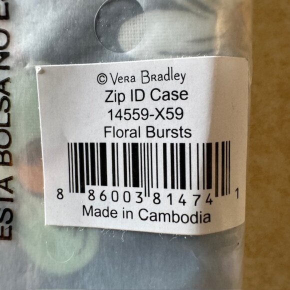 NWT Vera Bradley FLORAL BURSTS Zip ID Case - Picture 5 of 5